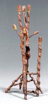 Folk art twig hat or basket ra