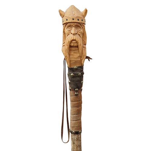 FOLK ART VIKING HEAD WALKING