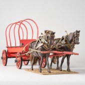 FOLK ART WAGON WITH HORSESA fo