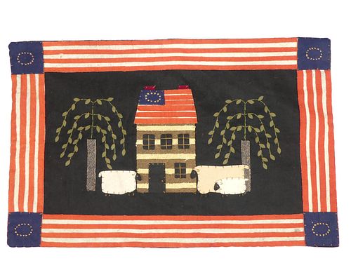 FOLK ART WALL HANGING COLONIAL &