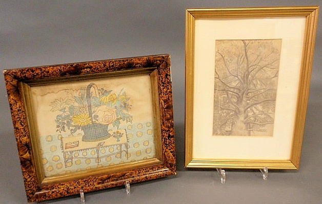 Folk art watercolor and ink of a