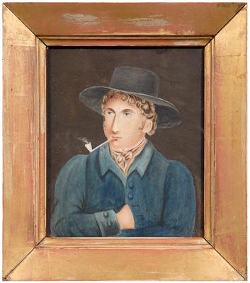 Folk art watercolor portrait, young