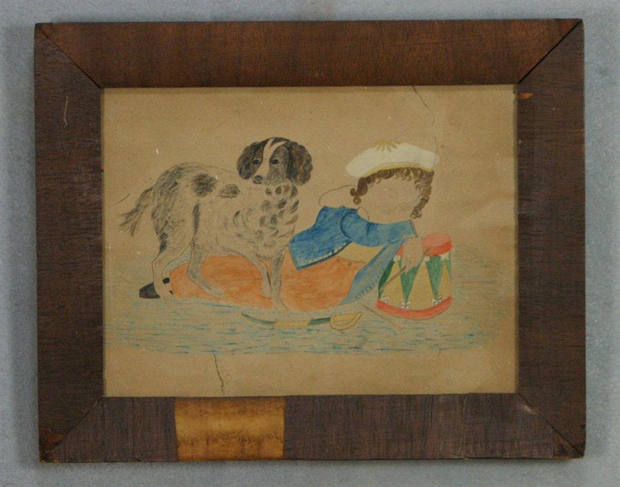 Folk art watercolor,sleeping boy