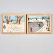 FOLK ART WINTER SCENE PAINTING