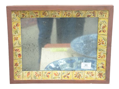 FOLK ART WOOD FRAMED MIRROR