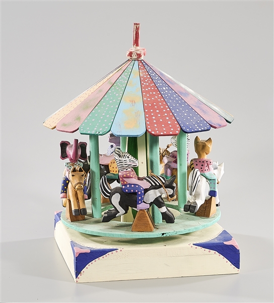 Folk art wood sculptural group by