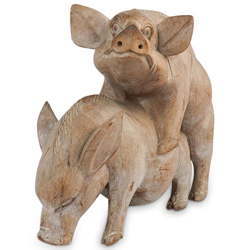 FOLK ART WOODEN CARVED MATING