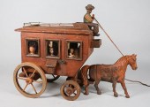 FOLK ART WOODEN HORSE AND CARR