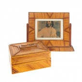 FOLK ART WOODEN JEWELRY BOX &
