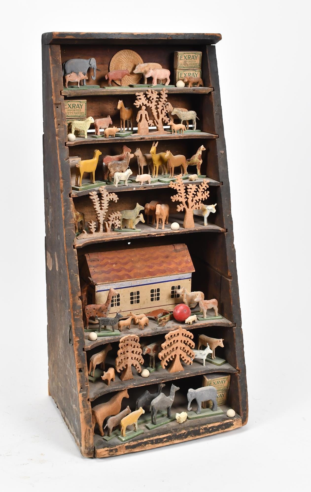FOLK ART WOODEN NOAHS ARK. A unique