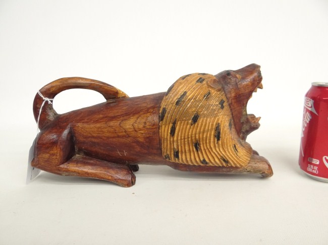 Folk art wooden painted lion