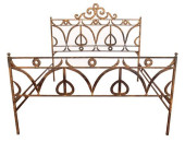 FOLK ART WROUGHT IRON BED, WIT
