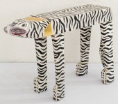 FOLK ART ZEBRA-STRIPED CAT STO