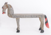 FOLK ART ZEBRA WOOD PAINTED BE