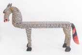 FOLK ART ZEBRA WOOD PAINTED BE