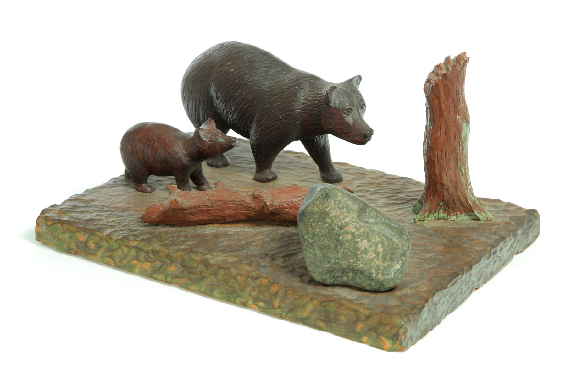 FOLK CARVING OF BEARS.  American 