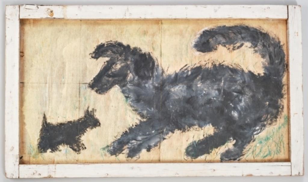 FOLK PAINTING OF DOGS BY FANNY