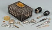 FOLK TRAMP ART SEWING BOX W/ C