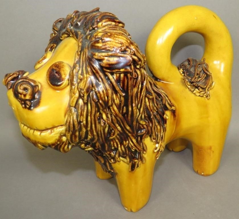 FOLKART REDWARE LION BY