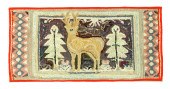 FOLKSY HOOKED RUG.  American