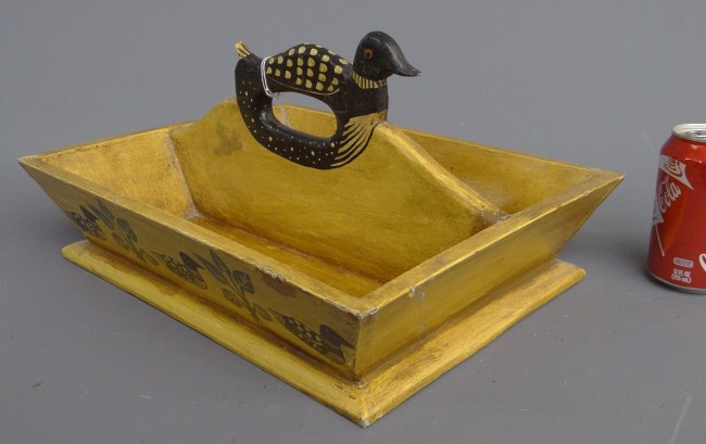 Folky painted knife box with duck