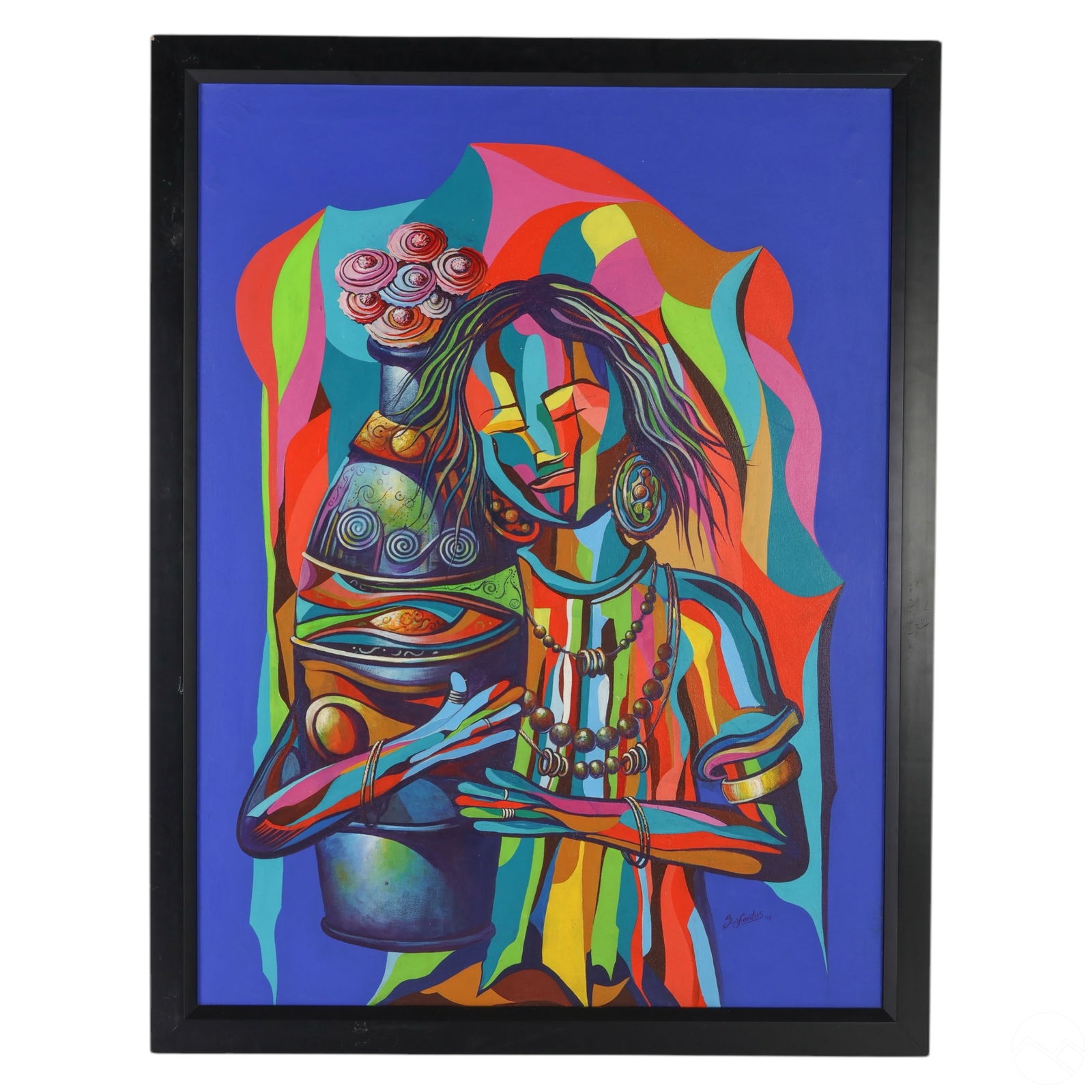 FONTUS 20C HAITIAN CUBIST GIRL WITH