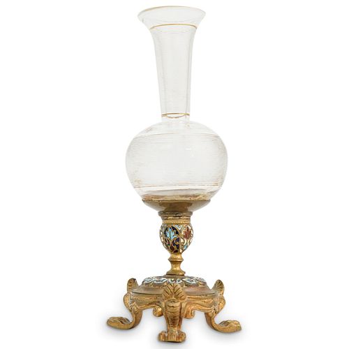 FOOTED BRONZE CHAMPLEVE BUD