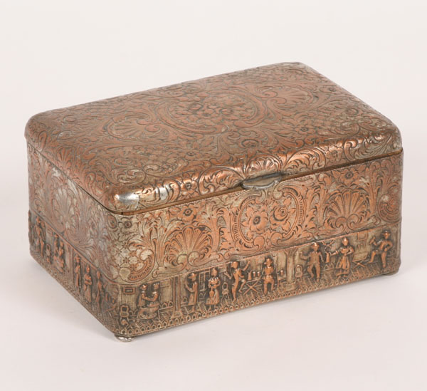 Footed European box with incised