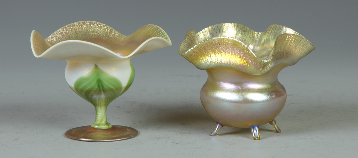 Footed Gold Iridescent Tiffany Vase