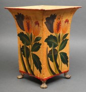 FOOTED TOLEWARE WASTEBASKET BI