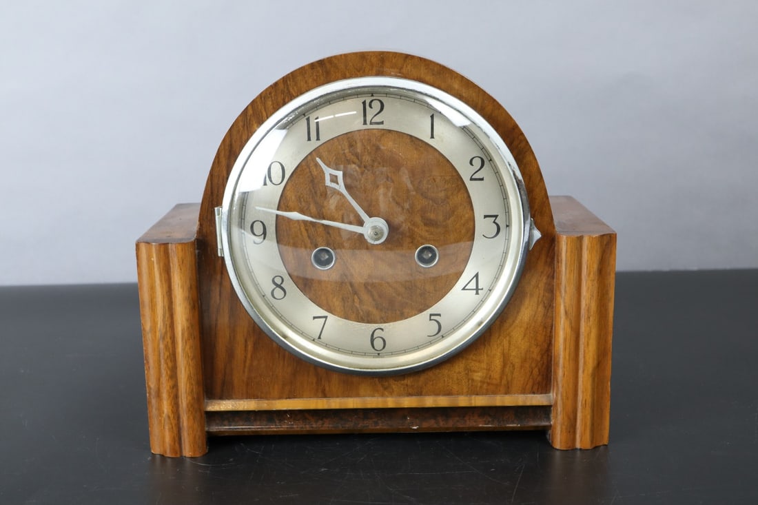FOREIGN ART DECO WALNUT CASED