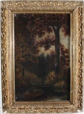 FOREST INTERIOR AT DUSK, OIL O