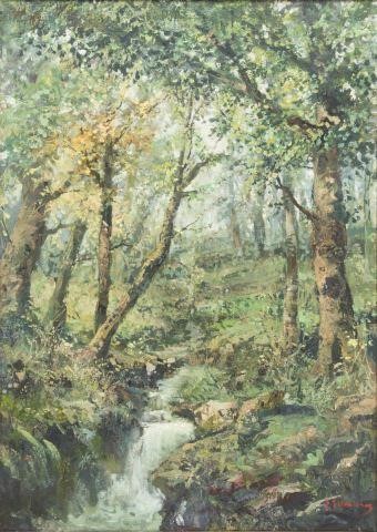 FOREST LANDSCAPE PAINTING SIGNED P.