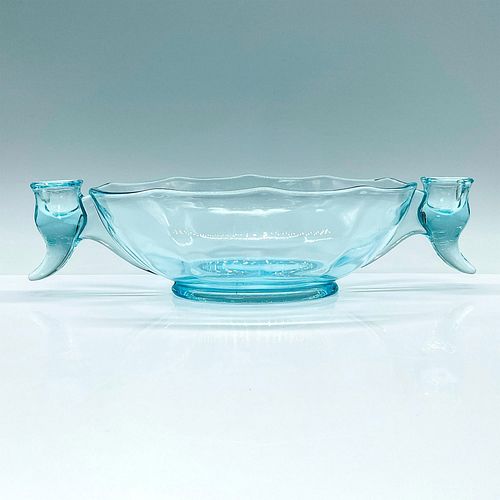 FOSTORIA BLUE GLASS CANDLE