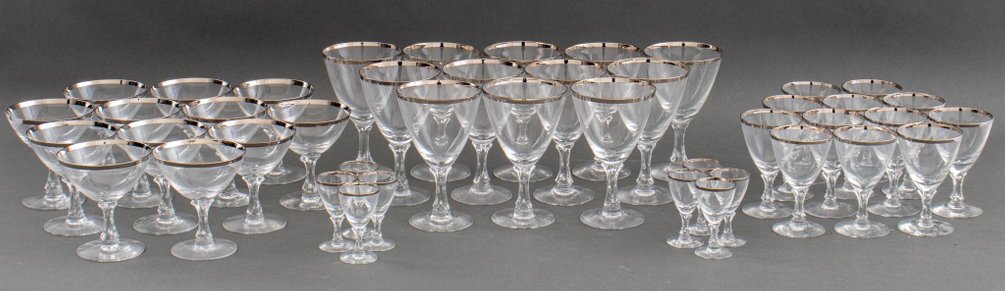 FOSTORIA SILVER EDGED CLEAR