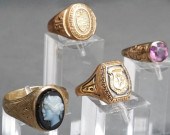FOUR 10-KARAT YELLOW-GOLD RING