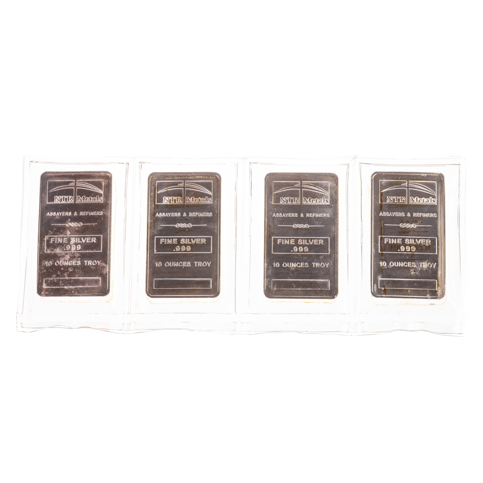 FOUR 10 OUNCE SILVER BARS .999
