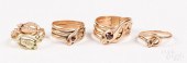FOUR 10K GOLD SNAKE RINGSFour