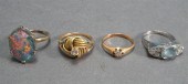 FOUR 14-KARAT GOLD AND STONE M