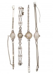 FOUR 14 KARAT WHITE GOLD & DIA
