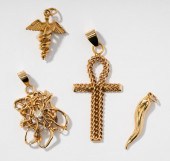 FOUR 14 KARAT YELLOW GOLD AND