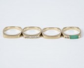 FOUR 14 KARAT YELLOW GOLD & GE