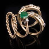 FOUR 14 KT. YELLOW GOLD RINGSF