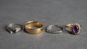 FOUR 18-KARAT GOLD RINGS, 7.5
