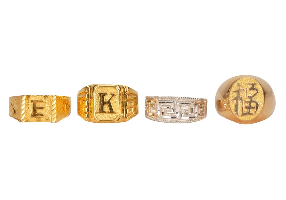 FOUR 18 KARAT GOLD RINGSThree