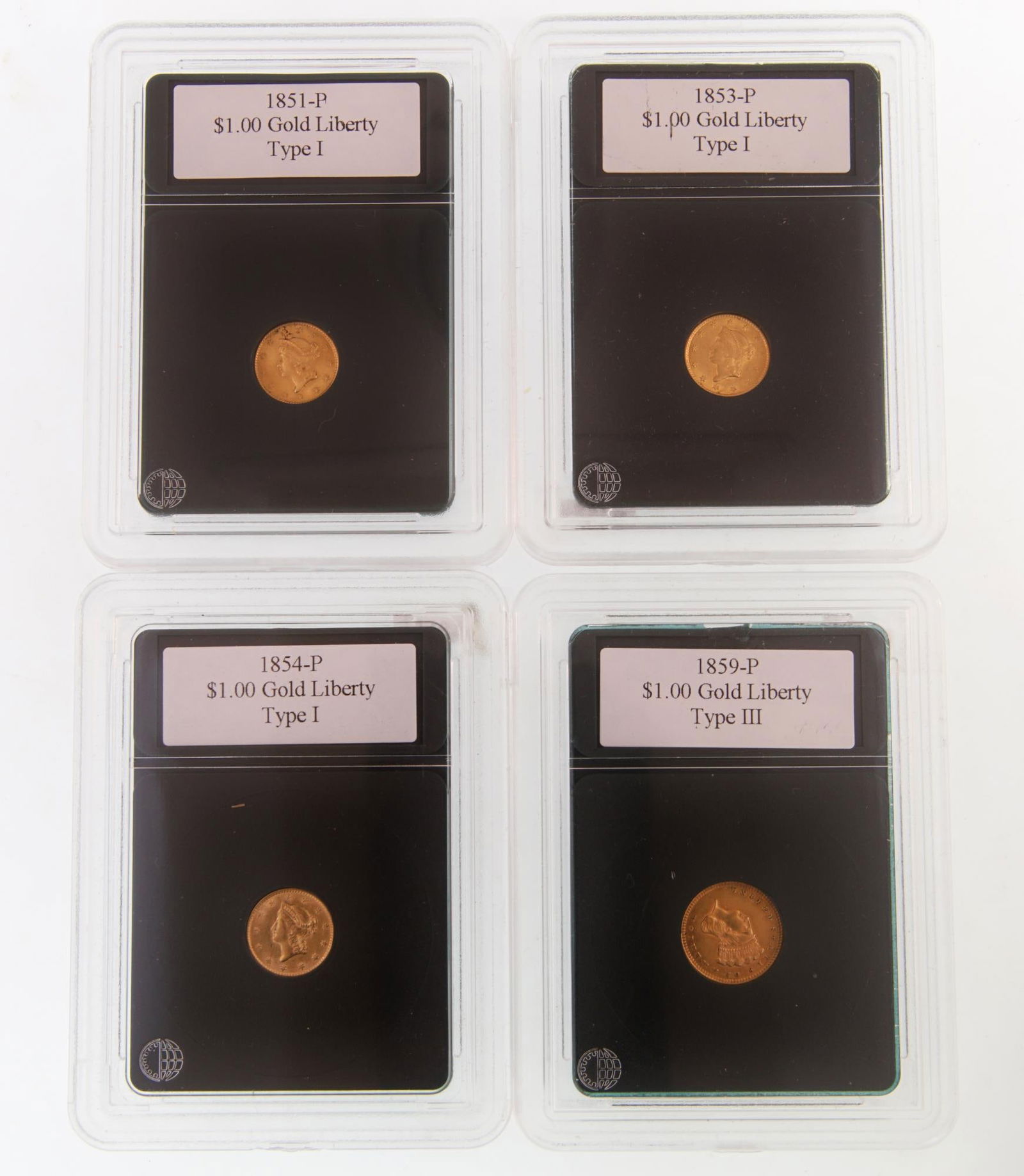 FOUR 1850'S $1 GOLD LIBERTY HEAD