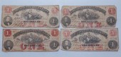 FOUR 1862 $1 VIRGINIA TREASURY