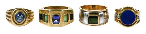 FOUR 18KT. GEMSTONE RINGSassorted
