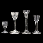 FOUR 18TH CENTURY CORDIAL GLAS