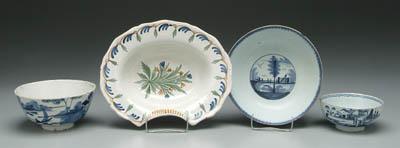 Four 18th century Delft bowls: